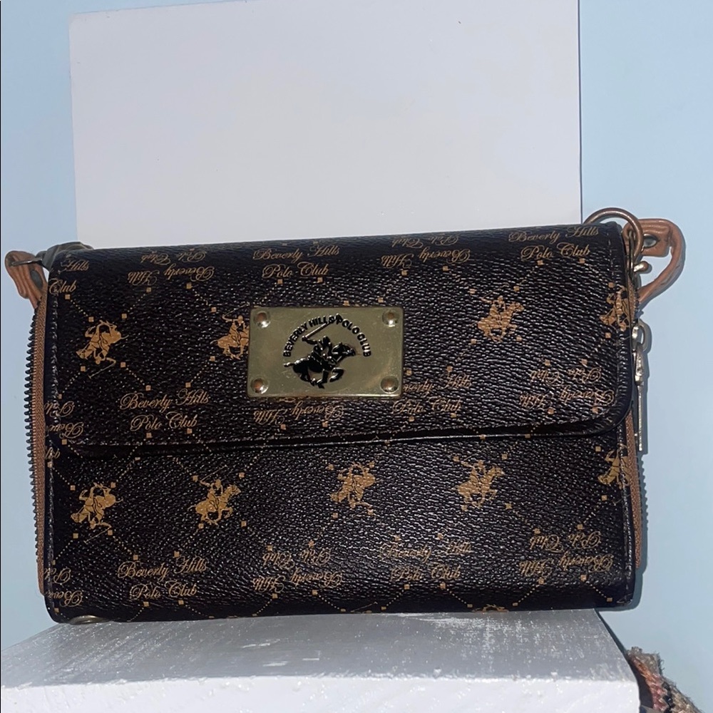 Beverly Hills Polo Club Black and Brown Crossbody Bag